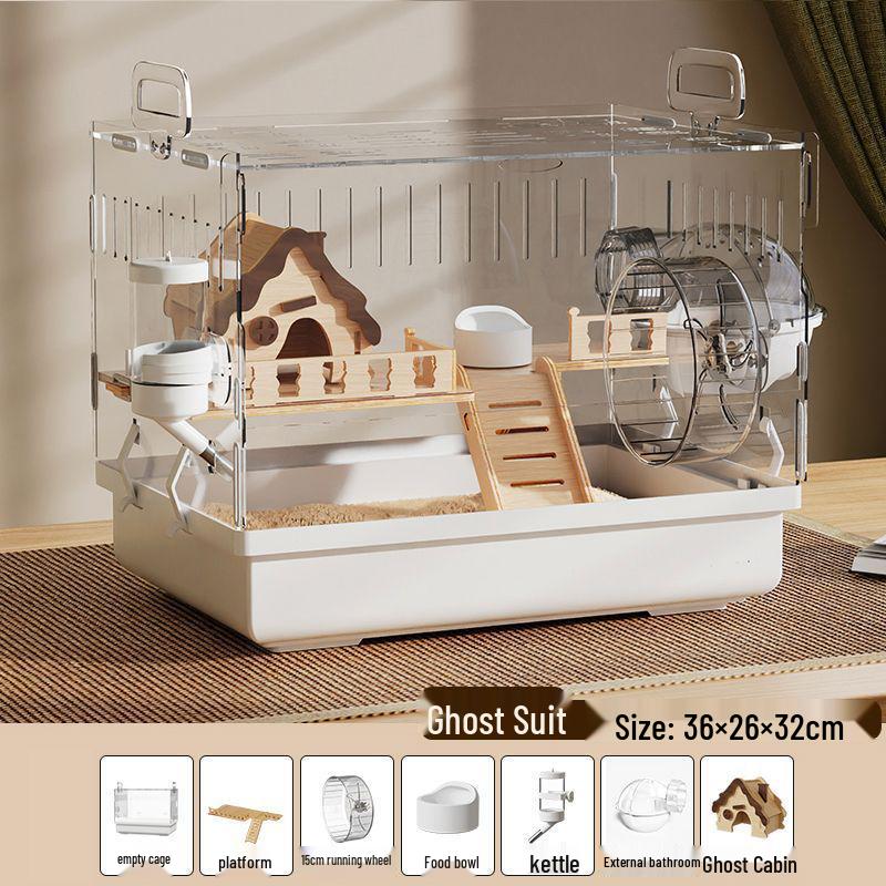 Роскошная акриловая клетка для хомяка: Большая, прозрачная, вилла с защитой от укусов для золотистых хомяков