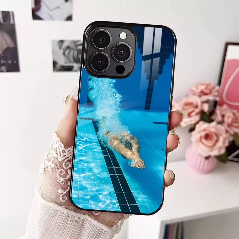 Swimming Pool Water Phone Case For iPhone 17,16,15,14,13,12,Plus,Pro,Max For Magsafe Magnetic Wireless Charge