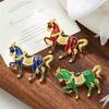 Vintage Enamel Alloy Galloping War Horse Zodiac Pony Brooch Pins Women Men Fashion Clothing Accessories Suit Lapel Corsage Gifts
