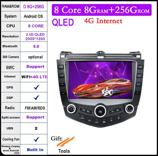 9-дюймовая автомагнитола Android 14 для Honda Accord 7 2003-2007, стерео мультимедийный плеер, CarPlay, Android Auto, WiFi, Bluetooth, GPS