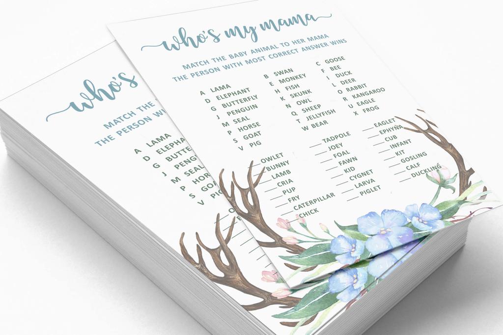 Inkdotpot 50 МалышАлфавитА Игра ABCAРога (мальчик) Baby Shower Game Гендерно-нейтральная вечеринка