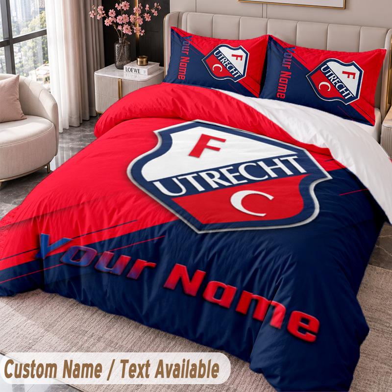 FC Utrecht Printed Bedding Set Custom Name Text 1 Duvet Cover 2 Pillowcases For Bedroom
