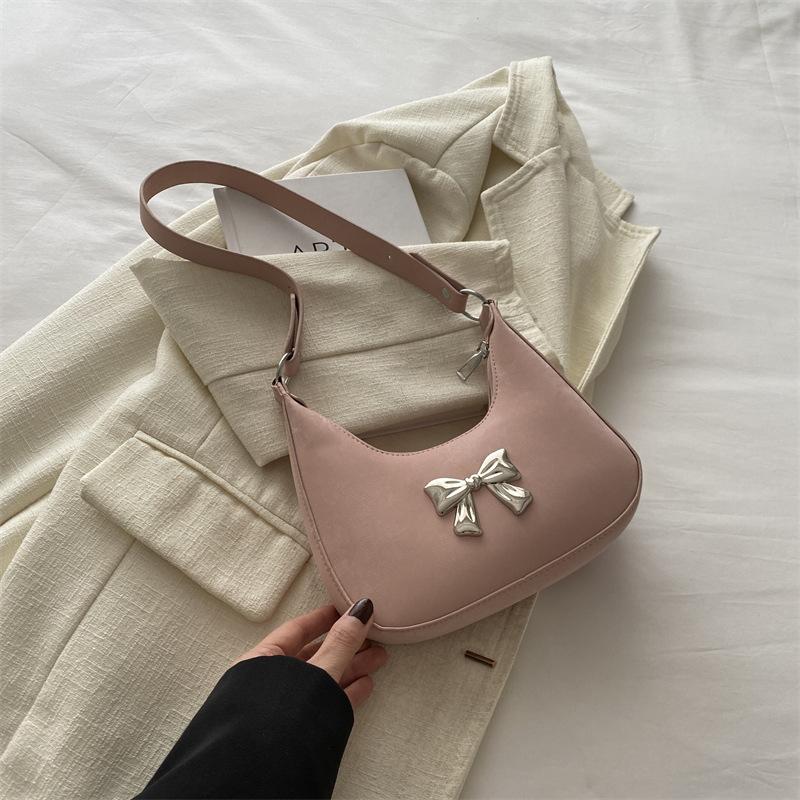 Женская темпераментная сумка на плечо с бантом, женская сумка 2025 весна новая, универсальная ins сумка подмышку, сумка-пельмень, женская сумка