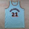 Игровая баскетбольная майка «Сити» цвета «Ледяной голубой» сезона 2025 №. 21 Дункан - Новое издание горячей печати