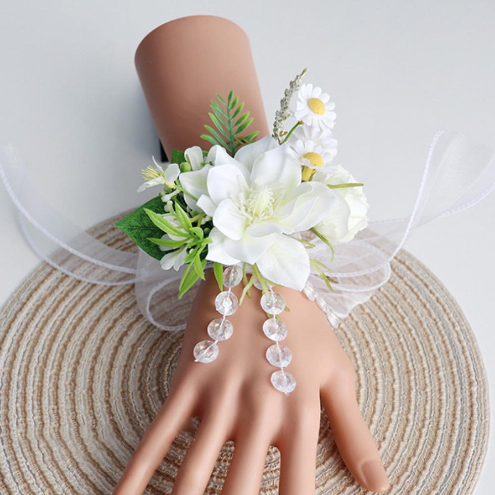 Artificial Flower Bridal Corsage Magnolia Wrist Corsage Wedding Accessories