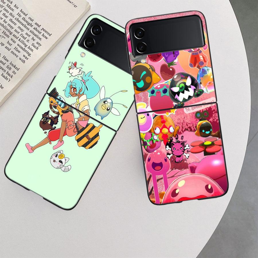 Чехол для телефона Game S-Slime R-Rancher для Samsung Z Flip 7 6 5G Galaxy Z Flip 5 4 3 Черный Жесткий Чехол-Защита Роскошный ПК Корпус Coque
