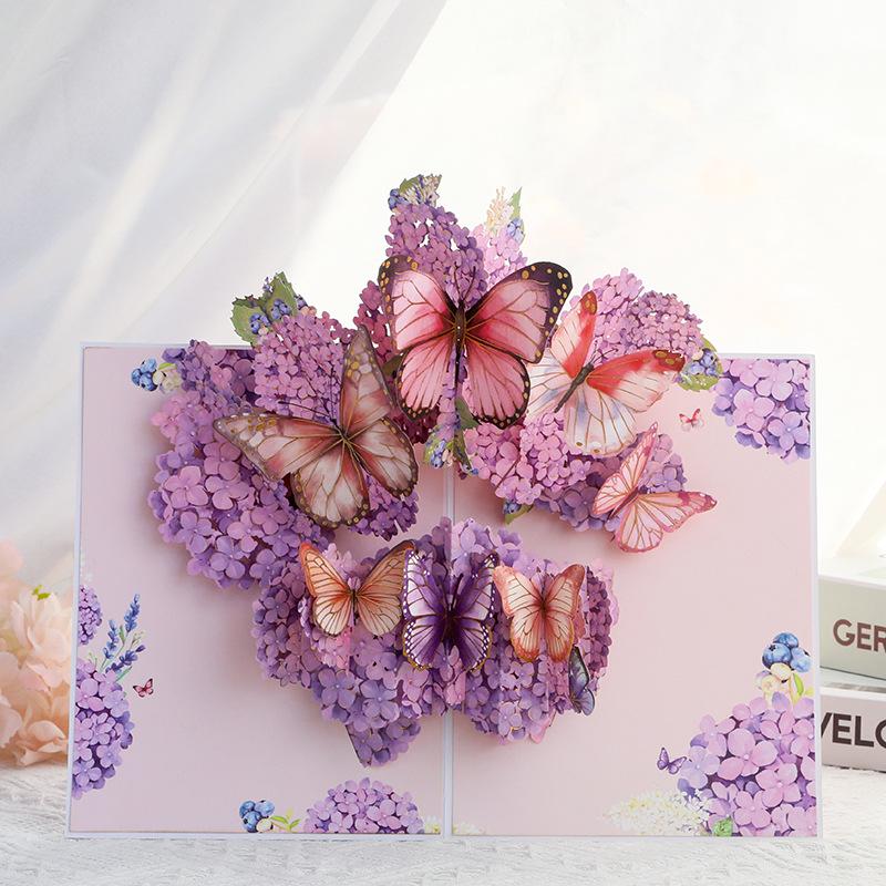 Teacher's Day 3D Pop-up Butterfly Card with Fresh Flowers for Girlfriend