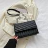 Striped chain bag women's 2025 new retro texture messenger bag trendy solid color fashion embroidery thread shoulder small square bag