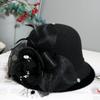 Women Fashion Elegant Fedoras Hat French Style Painter Hat Cap Vintage Warm Party Top Hat Feather Flower Ornament Billycock Hat