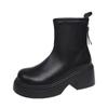 Winter Leather Platform Chunky Women Ankle Boots Fashion Mid Heels Shoes Winter New Brand 2025 Trend Goth Motorcycle Botas Mujer