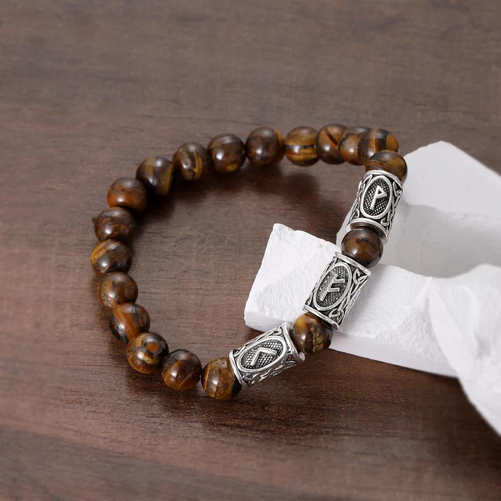 Браслет мужской Викинг Руны Норвегии Камень 8 мм Натуральный Нефрит Содалит Бирюза Бусины Лавы Украшения Браслеты Мужские Pulseras