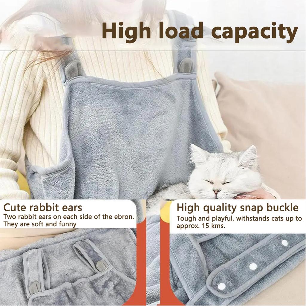 Уютный фартук для переноски кошек, зимний плюшевый фартук для ухода за кошками с отверстиями для использования в помещении и на улице - подвесная сумка для переноски и сна