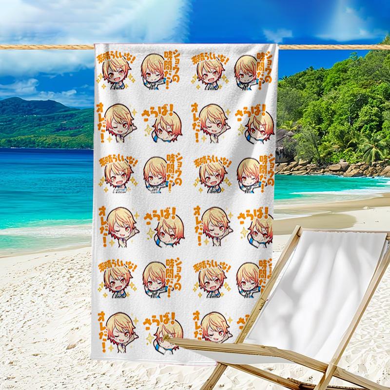 proof beach towel with a Tenma Tsukasa pattern - soft,absorbent,quick-drying,machine washable - perfect for swimming,camping,bathing