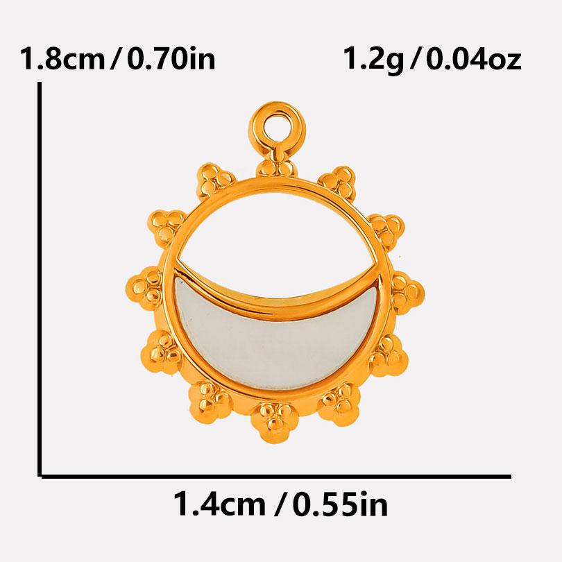 2pcs White Shell Charm Stainless Steel Pendants For Jewelry Making Supplies Mirror Sun Heart DIY Charms In Bulk Real Gold Plated