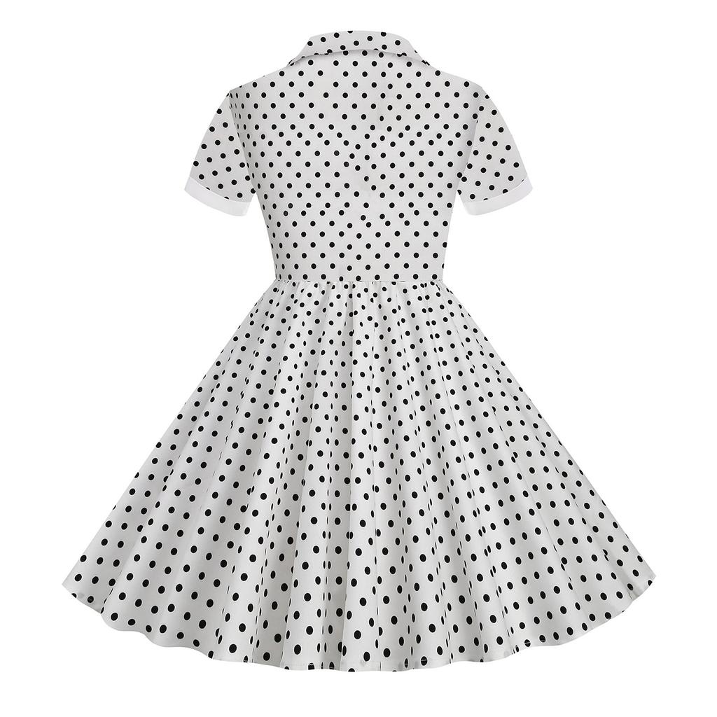 Летнее детское платье с коротким рукавом в горошек, винтажное детское платье принцессы для девочек