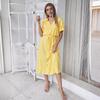 V-Neck Women's Spring Summer Vintage Short Sleeve Long Dress Clothing  Party A-Line Polka Dot Dress Party Dresses