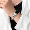 Thin Leather Watch Strap Suit for Fitbit Charge6/5 Stylish D-shaped Metal Buckle Leather Strap