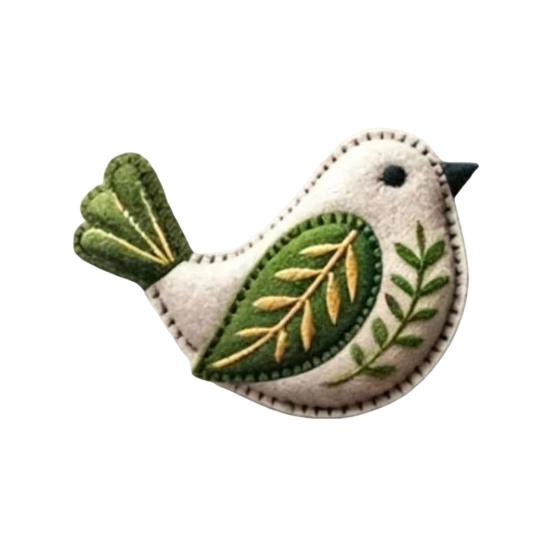 Handmade Felt Bird Ornament, Vintage Embroidery Bird Hanging Decoration, Handcrafted Colorful Bird Christmas Tree Ornament