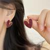 Punk Rock Love Heart Wine Red Heart Earrings Jewelry Accessories Wine Red Heart Ear Hook Outdoor Metal High End Jewelry Accessories