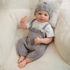 Lifelike 18 Inch Reborn Baby Doll ELIJAH Wear Gray Wool Overalls Full Silicone Body Simulation Rebirth Dolls Real Looking Baby Dolls for Kids Girl Boy