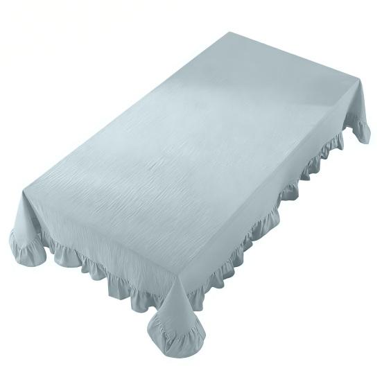 Yousheng Solid Color Ruffled Tablecloth Rectangular Square Table Cover Dining Tablecloth for Farmhouse Kitchen Dining Room Patio Decoration