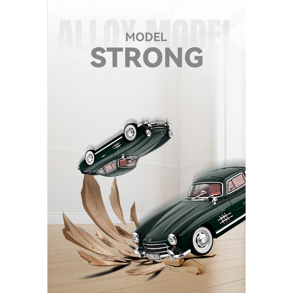 1/18 Mercedes-Benz 300SL Supercar Alloy Car Model Sound and Light Pull Back Children's Toy Collectibles Birthday Gift