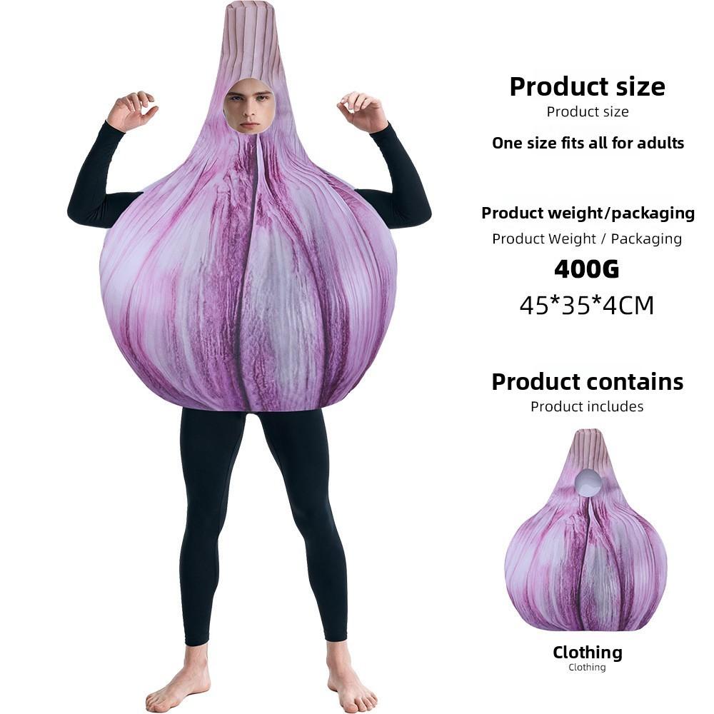Garlic And Ginger Costume Adult Cosplay Set With Printed Design For Halloween Carnival Theme Party