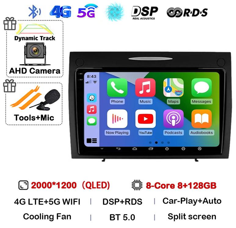 Android 14 Carplay Auto для Mercedes Benz SLK Class R171 SLK200 SLK280 SLK300 2000-2011 Автомобильный Радиоприемник Мультимедиа Видеоплеер Стерео