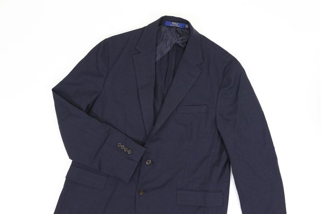 POLO RALPH LAUREN Wool Blend Regular Size Navy Men's Two-Button Blazer, Length, 42R, (Product Code 01010036)