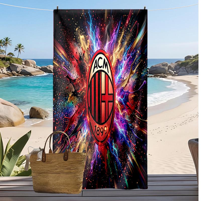 Пляжное полотенце с принтом AC Milan, быстросохнущее, мягкое, портативное, большое, прямоугольное, пляжное покрывало для путешествий, бассейна