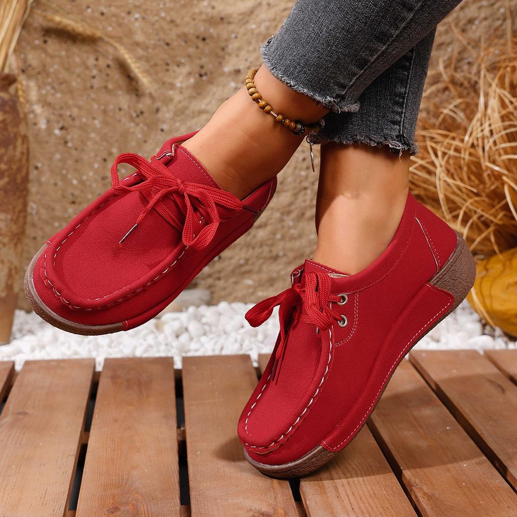 Fashion New Arrival Women Casual Shoes 2025 Suede Leather Flats Sneakers Lace Up Moccasins Ladies Shoes Fashion Loafers Plus Size 36-43
