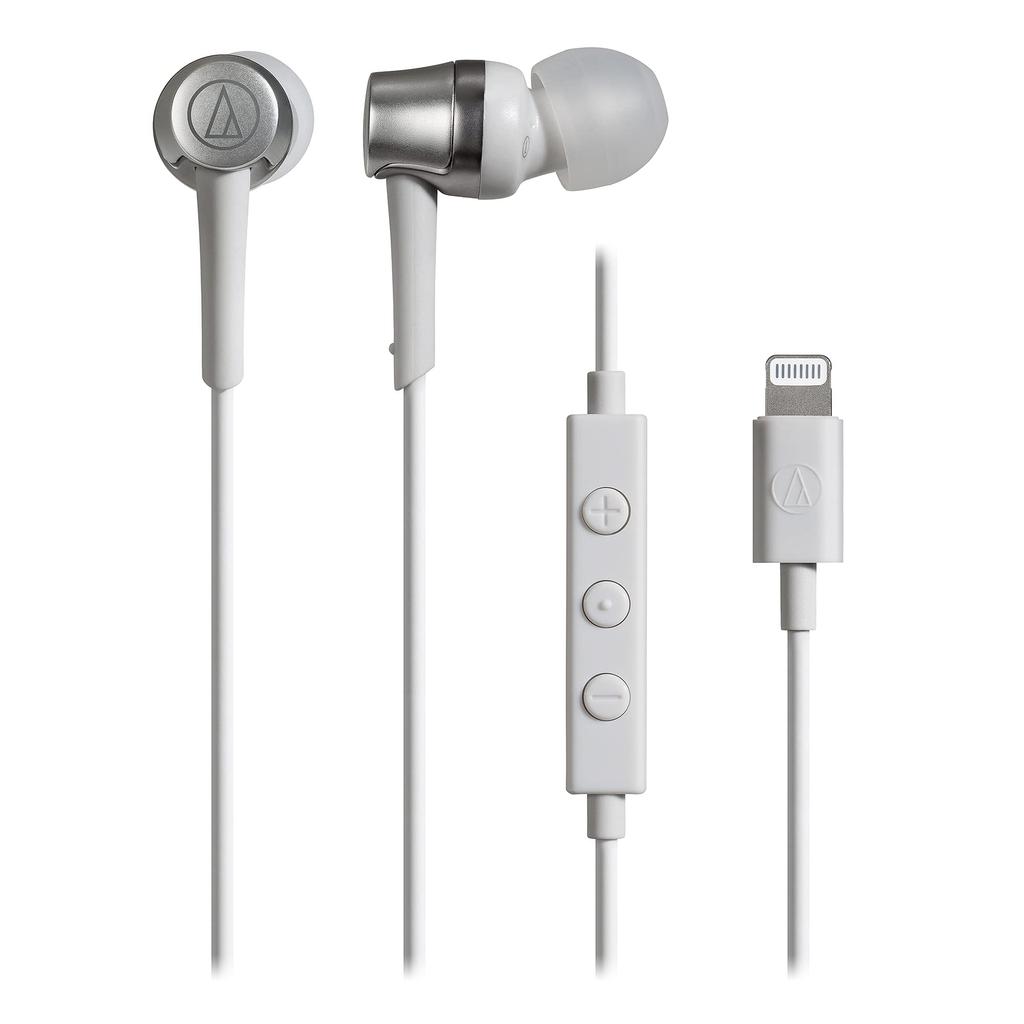 WH Наушники с микрофоном Lightning кабель канального типа маленькие Audio-Technica ATH-CKD3Li 1.2m белые,