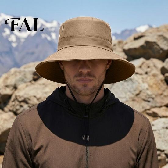Adjustable Outdoor Headwear Extra Wide Brim Sun Hat for Men Women, Quick Dry Bucket Cap with Water Resistant Breathable Vents, Wind Cord Snap