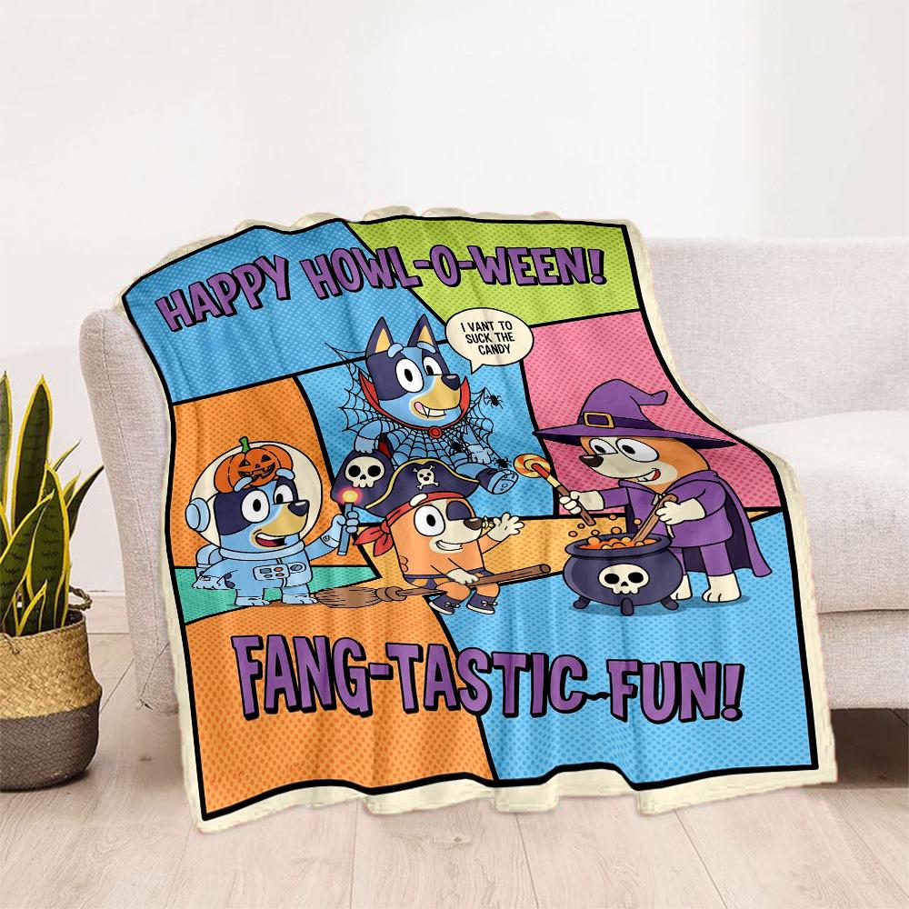 Halloween Bluey Gang Blanket Soft & Cozy Suitable for Sofa Couch Bed Four Seasons Multipurpose Modern Style Birthday Christmas Gift Blanket