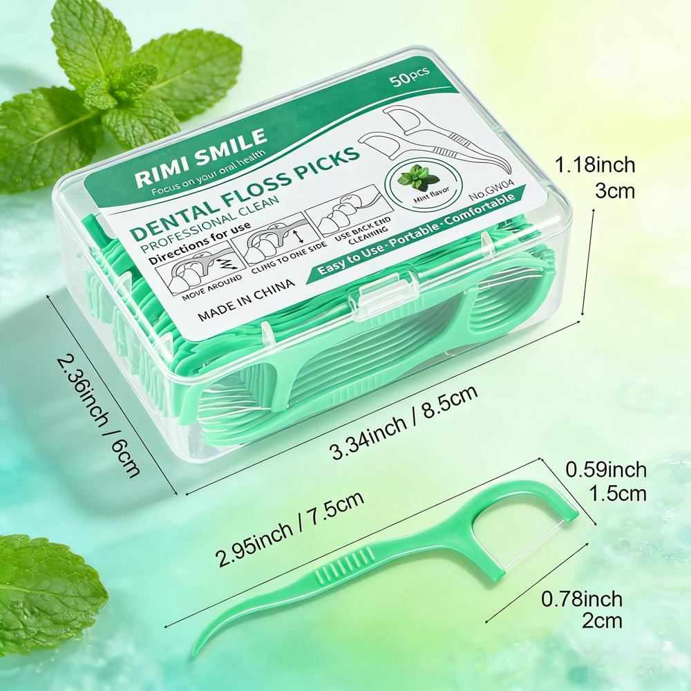 RIMI SMILE 200 шт. Одноразовые зубочистки с мятной нитью, Гладкие чистящие флоссеры, Незаменимый инструмент для ежедневной жизни