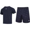 Logo Printed Breathable Knitted Short Sleeve T-Shirt Running Training Five-Point Shorts Casual Sports Set 21500531-409+21500231-409