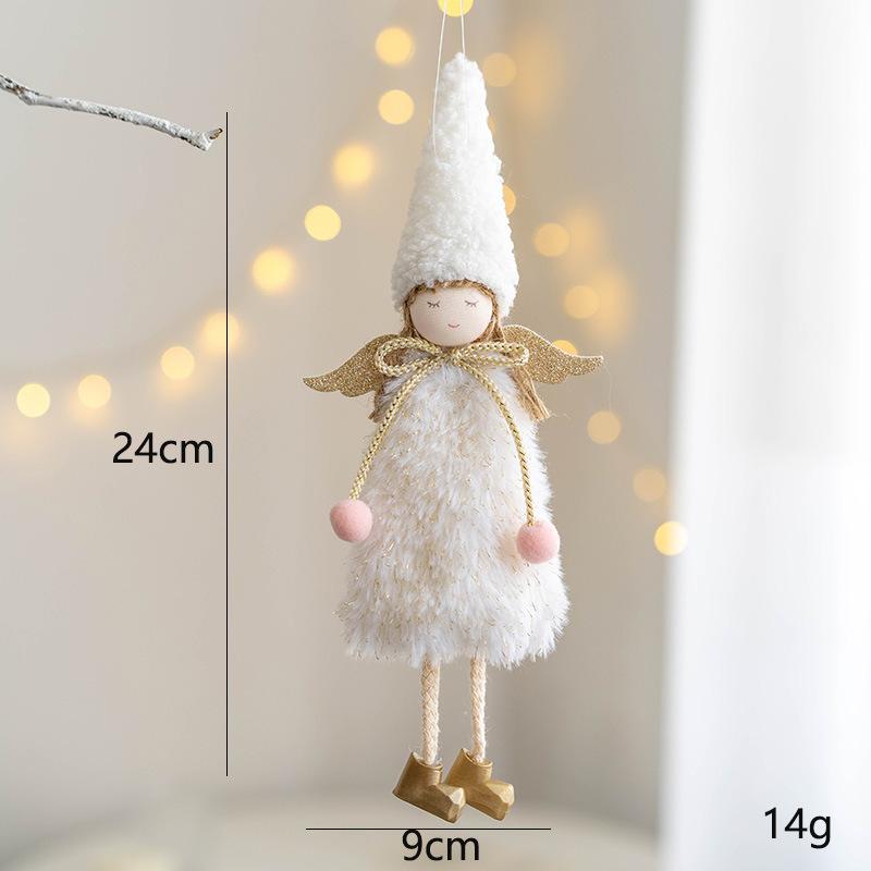 Christmas Plush Angel Girl Pendant Christmas Angel Decoration Desktop Ornament White Pink Angel Pendant New Year 2025