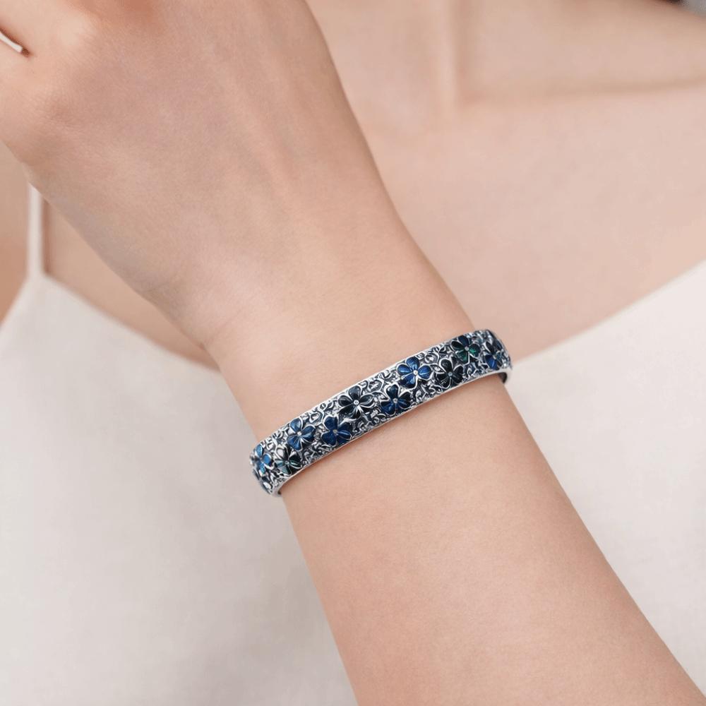 Classic Women's Hand Bracelet Traditional Cuff Bangle Handicraft Enamel Bracelet Jewelry