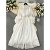 Retro Machine Embroidery Silm Long Lace Dress