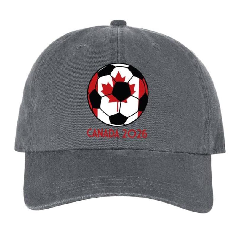 European and American washed and printed soft-top baseball cap female national flag football spring and summer curved-brimmed outdoor sun hat male