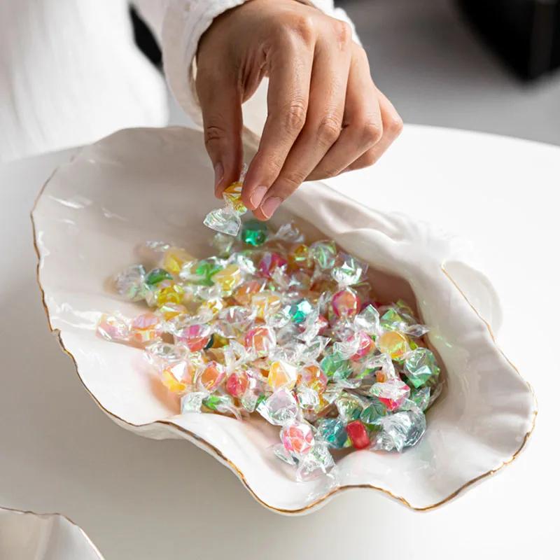 Креативная керамическая тарелка в форме ракушки, обеденное блюдо, поднос для стейка и салата, украшение стола, столовая посуда в виде морской звезды, декор для кухни, гостиной