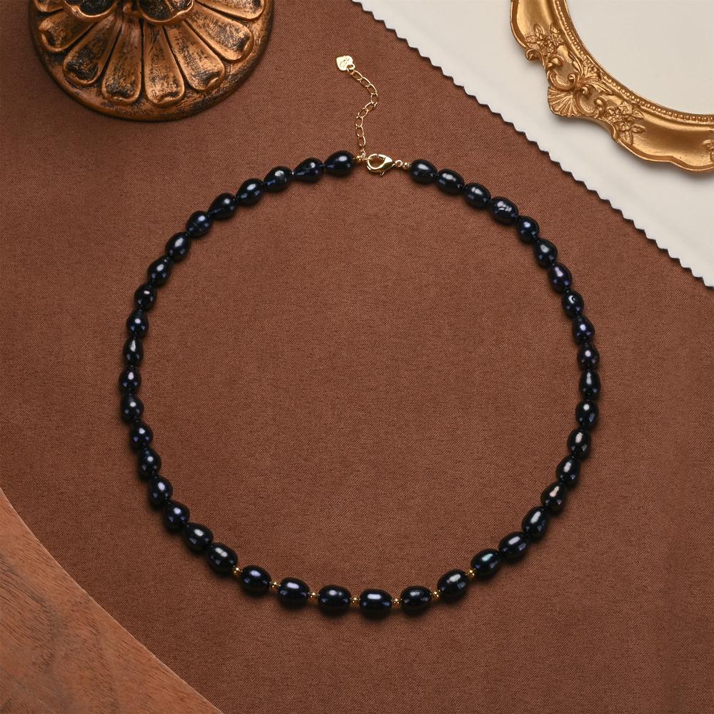 HENGSHENG 6-7 мм Жемчужное ожерелье формы риса из пресноводного жемчуга, смешанных цветов: белый, розовый, фиолетовый. Украшение из серебра 925 пробы для женщин и девушек