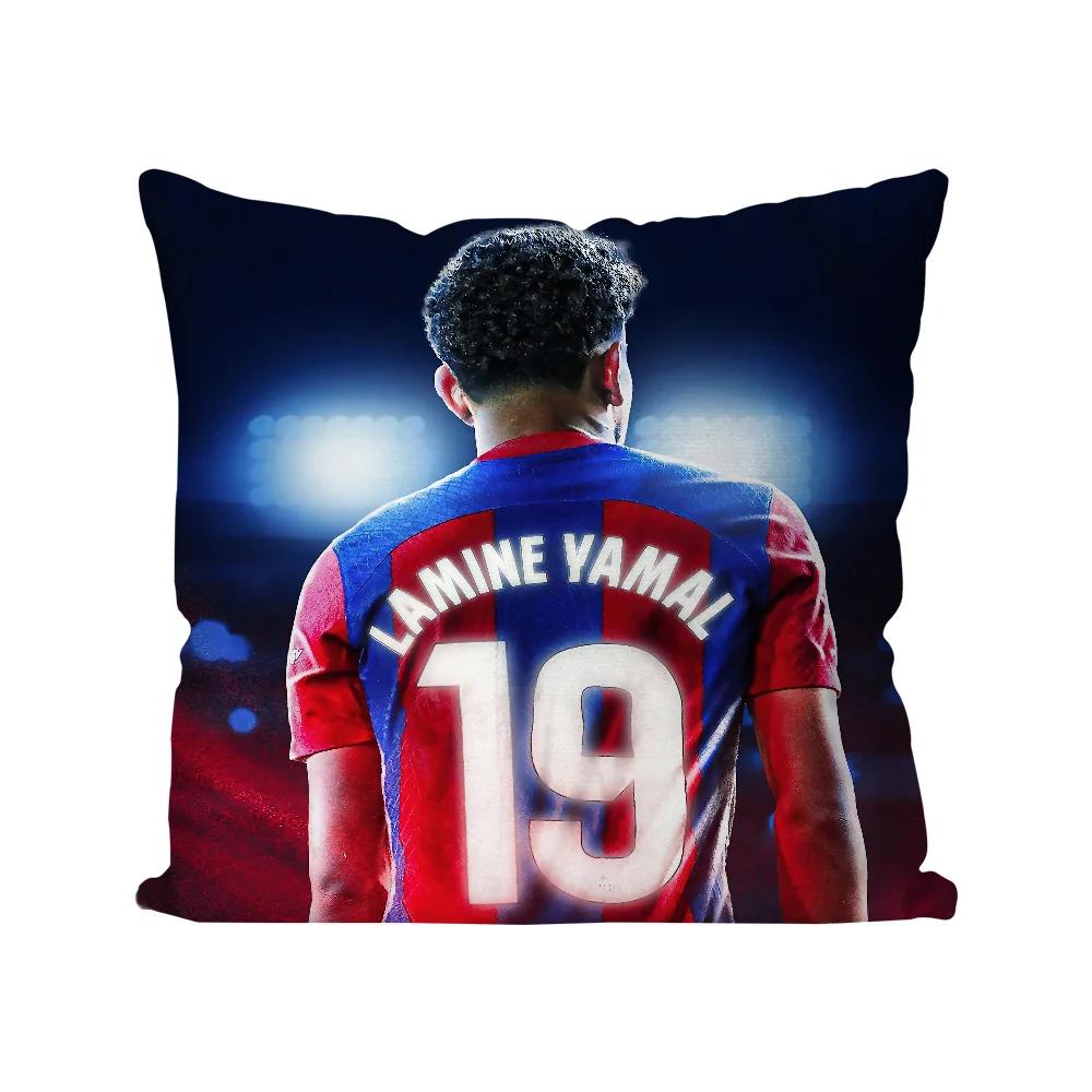 Football L-Lamine Number 19 Y-Yamal Pillow Case Square Pillow Bedroom Sofa Leisure Comfort Car Living Room Home Decoration 40X40