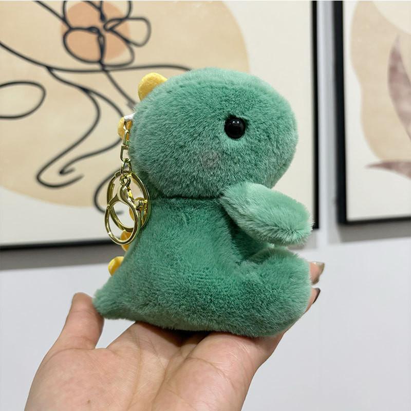 Cute Cartoon Dinosaur Plush Key Holder Fluffy Stuffed Animal Keyring Pendant