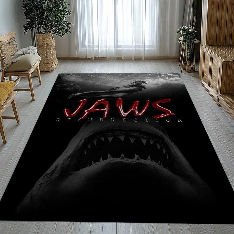 Horror Movie Jaws Shark Living Room Non-Slip Area Rug Soft Carpet for Bedroom Kids Playroom Sofa,Home Decor Doormat Gift
