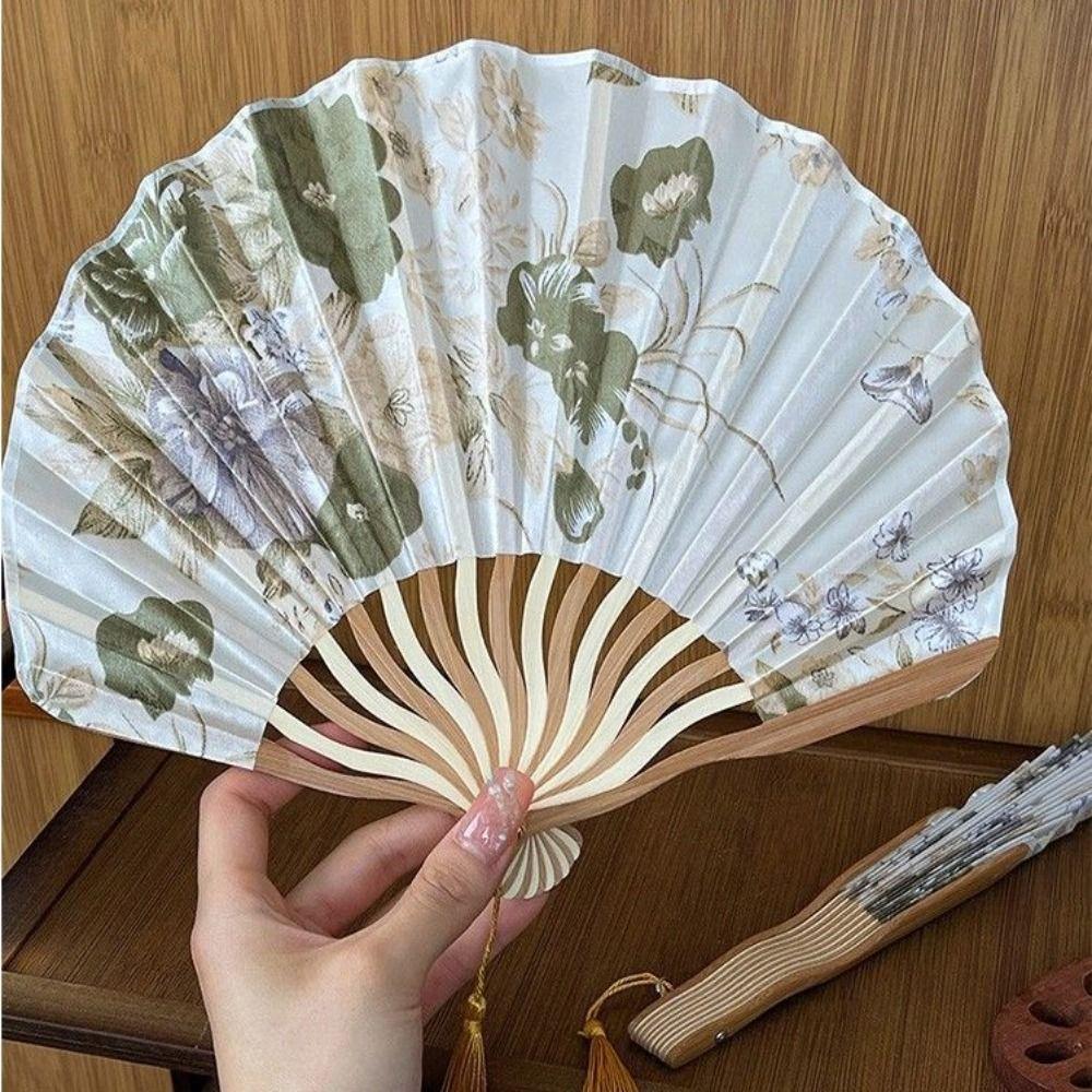 Веер складной антикварный в форме ракушки, портативный, древний ручной веер, высококачественный складной веер с чернилами