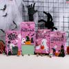 Halloween Gift Box Pink Paper Popcorn Box Candy Box Halloween Gift Bags with Label Stickers Trick or Treat Gift Packing Box