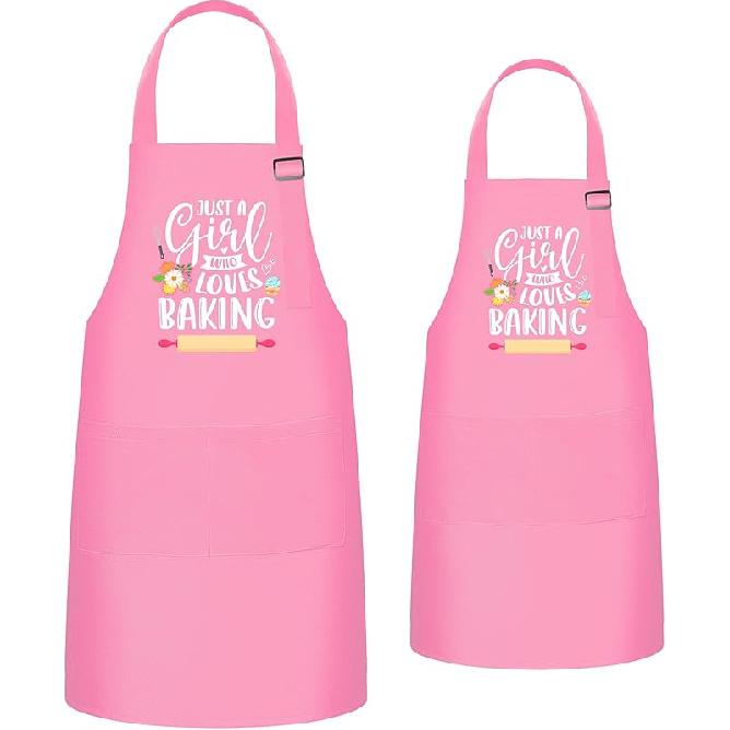 R HORSE 2Pcs Adults Kids Matching Apron Set Mommy and Me Adjustable Kitchen Apron with 2 Pockets Parent and Child Matching Gift for Mother's Day