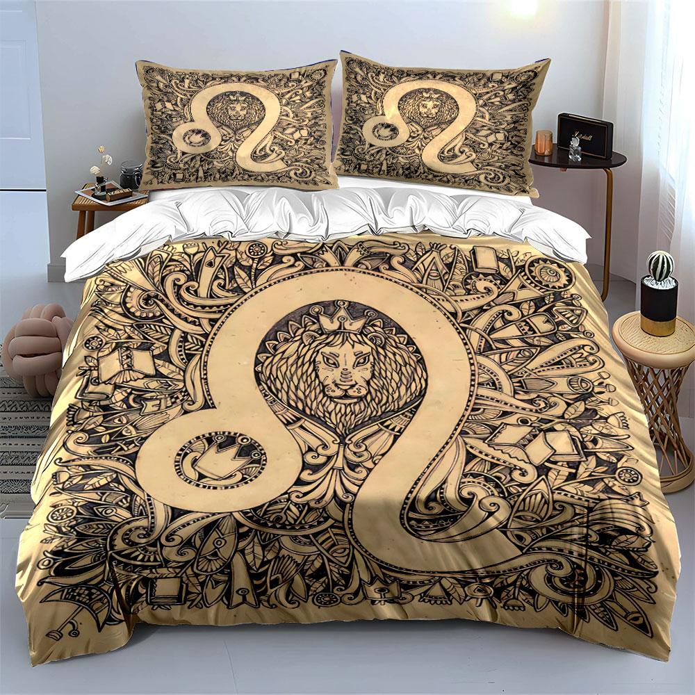 Regal Lion Mandala Design Bedding Duvet Cover Set Duvet Cover Pillowcases (1*Duvet Cover 2*Pillowcases, without duvet insert)