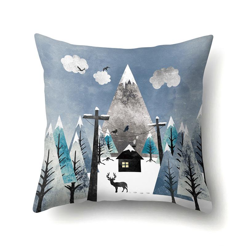 Polyester Pillowcase Automobile Decoration Home Printed Deer Pillowcase Waist Cushion Cover Car Cushion Head Cushion Cover